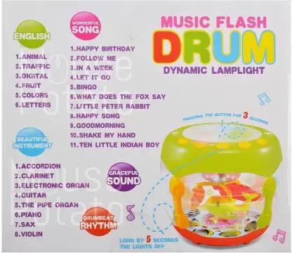 Musical Flash Drum With Lights And Nursery Rhymes