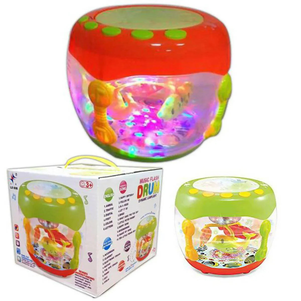 Musical Flash Drum With Lights And Nursery Rhymes