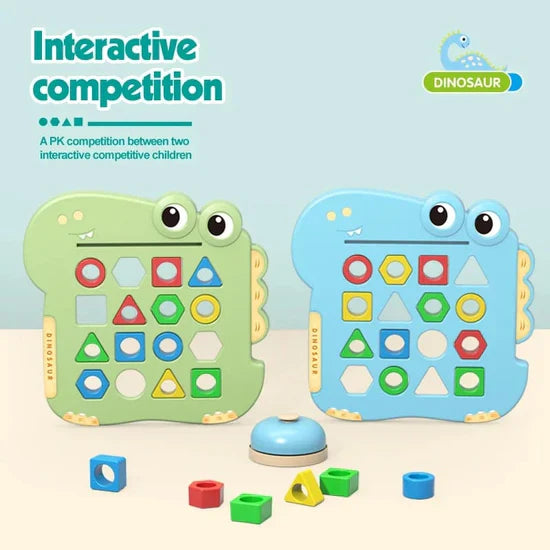 Dinosaur Pairing Shape Puzzle Game - 2 Game Boards with Bell