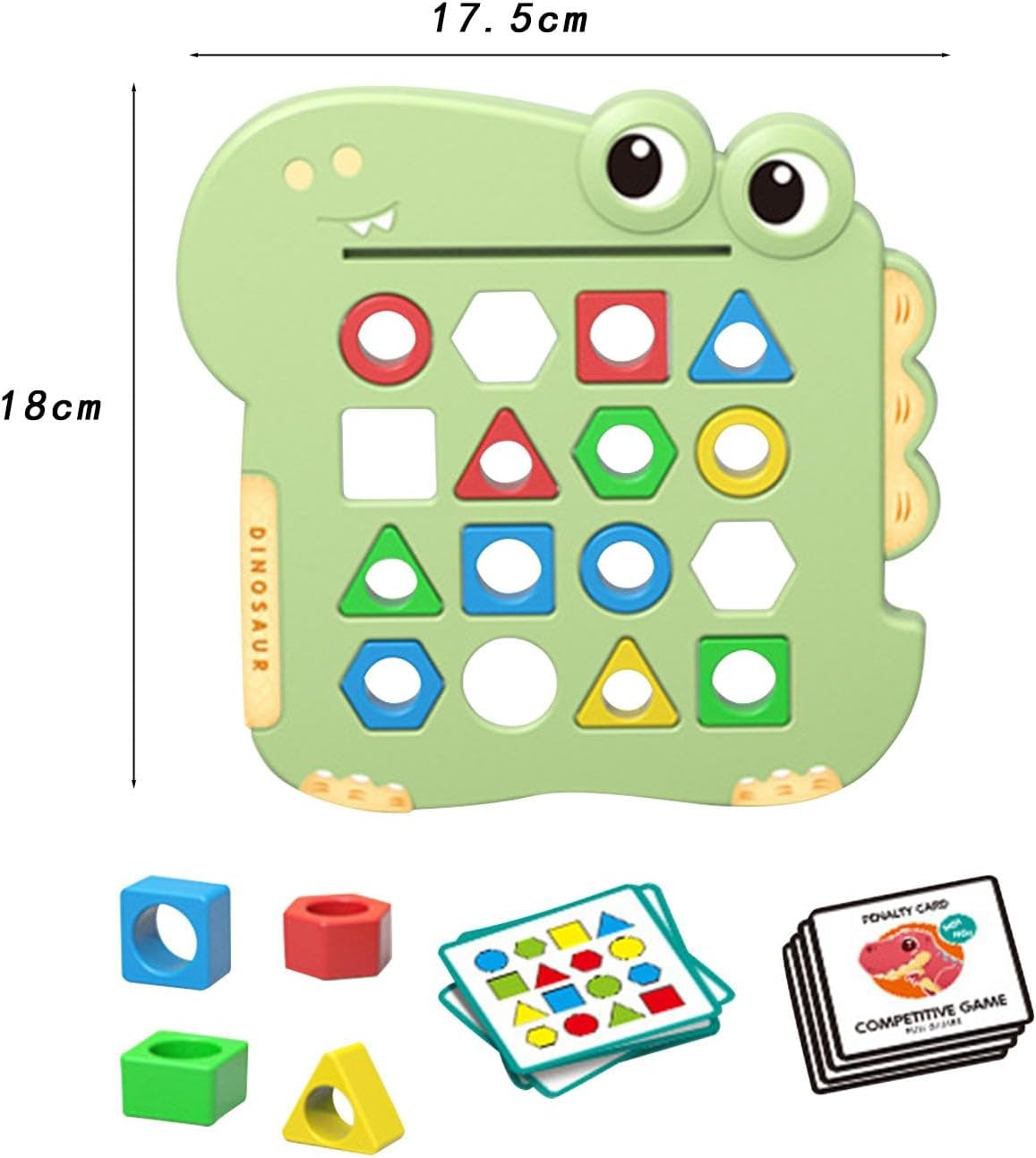 Dinosaur Pairing Shape Puzzle Game - 2 Game Boards with Bell