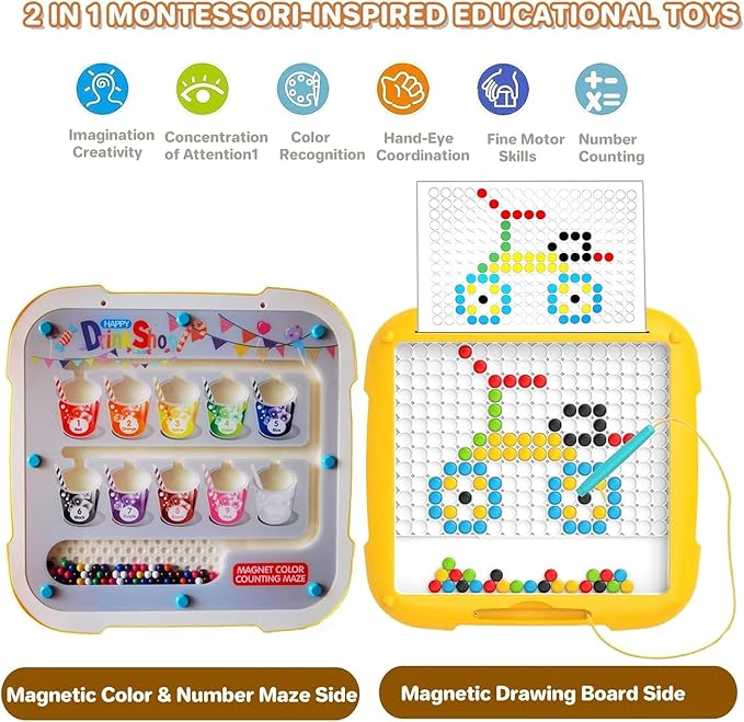 2-IN-1 Magnetic Dot Drawing Board & Magnetic Maze