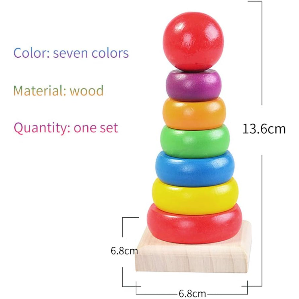 Wooden Rainbow Tower Toy: Perfect for Toddlers’ Creativity and Development