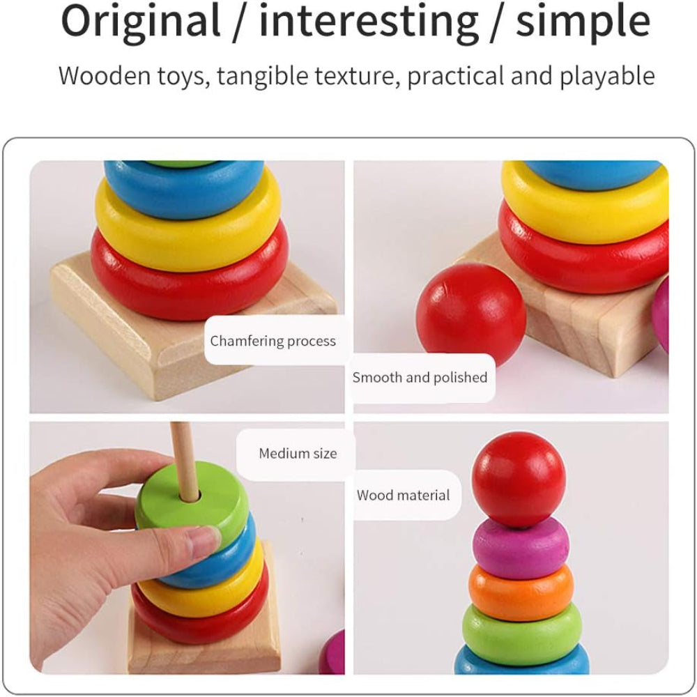 Wooden Rainbow Tower Toy: Perfect for Toddlers’ Creativity and Development