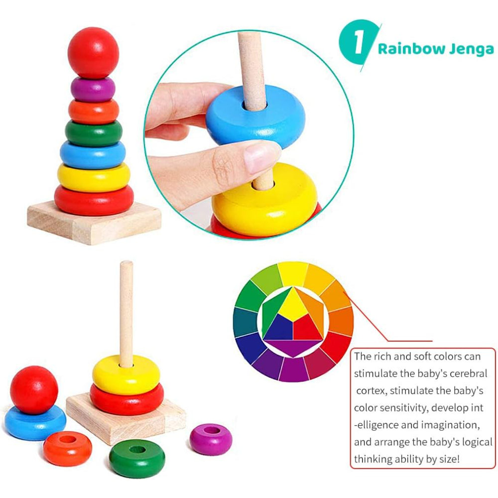 Wooden Rainbow Tower Toy: Perfect for Toddlers’ Creativity and Development