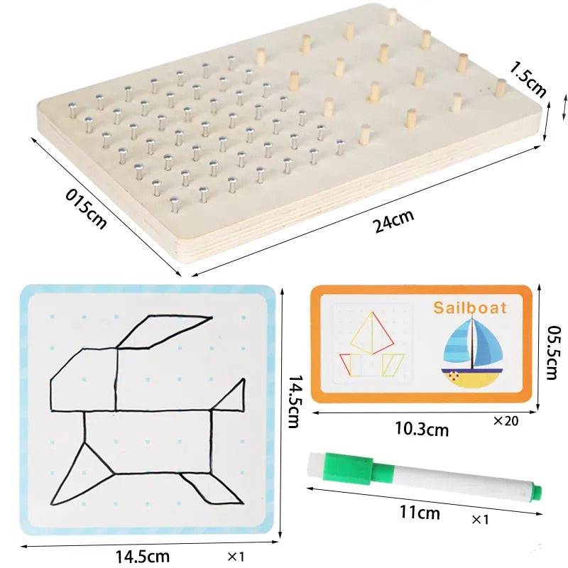 Wooden Nail Board Puzzle 2-IN-1