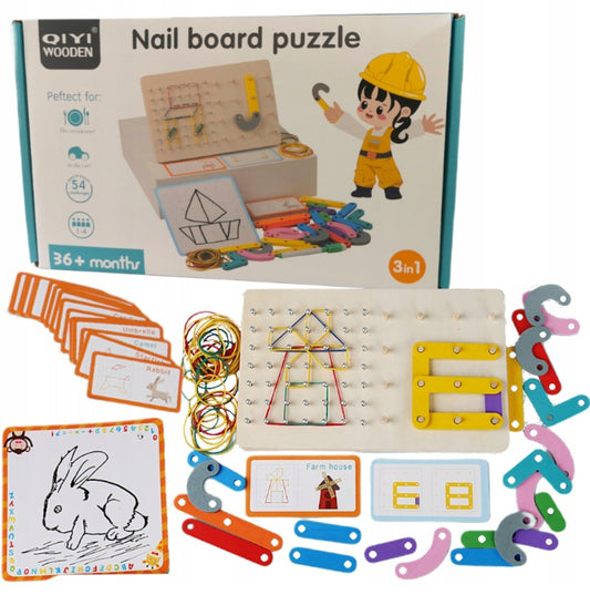 Wooden Nail Board Puzzle 2-IN-1