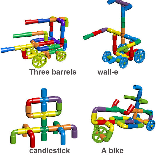 Pipe Building Blocks with Wheels - 40+ pcs